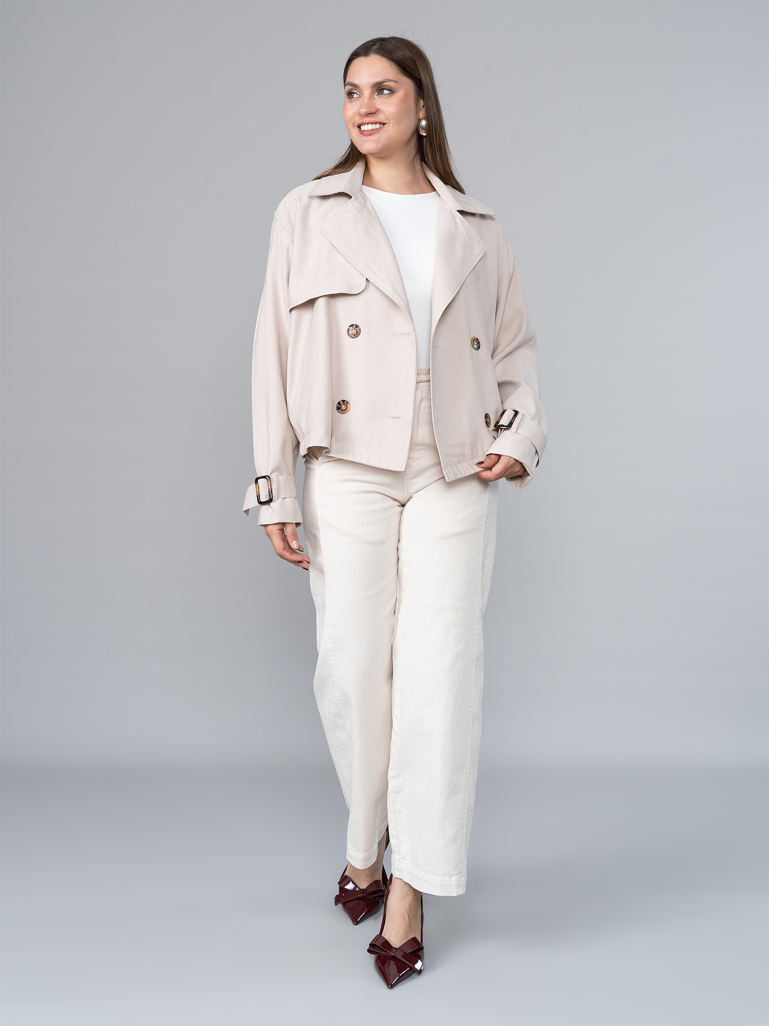 Trench Corto Beige