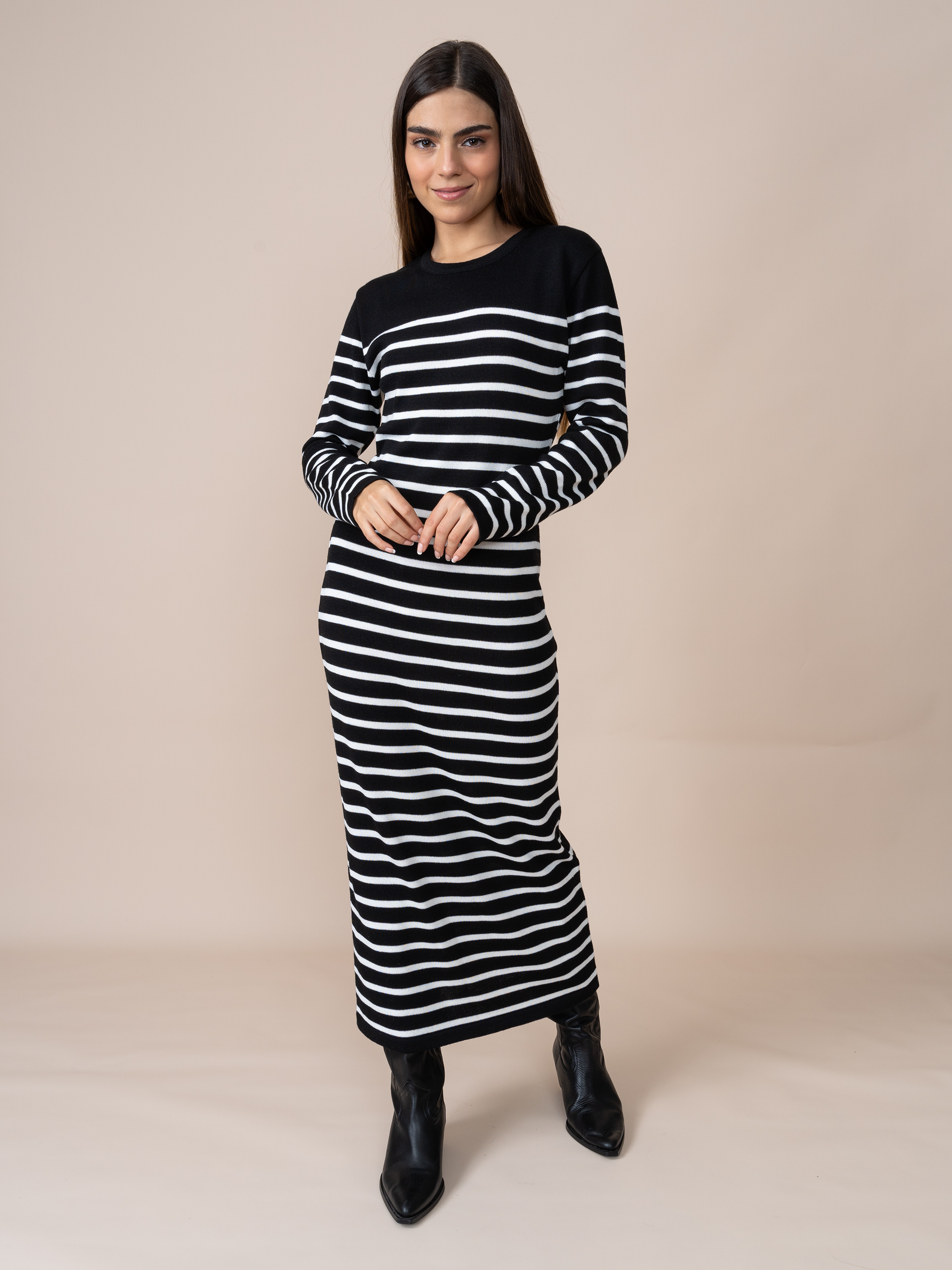 Vestido Tejido Melissa Negro/Blanco