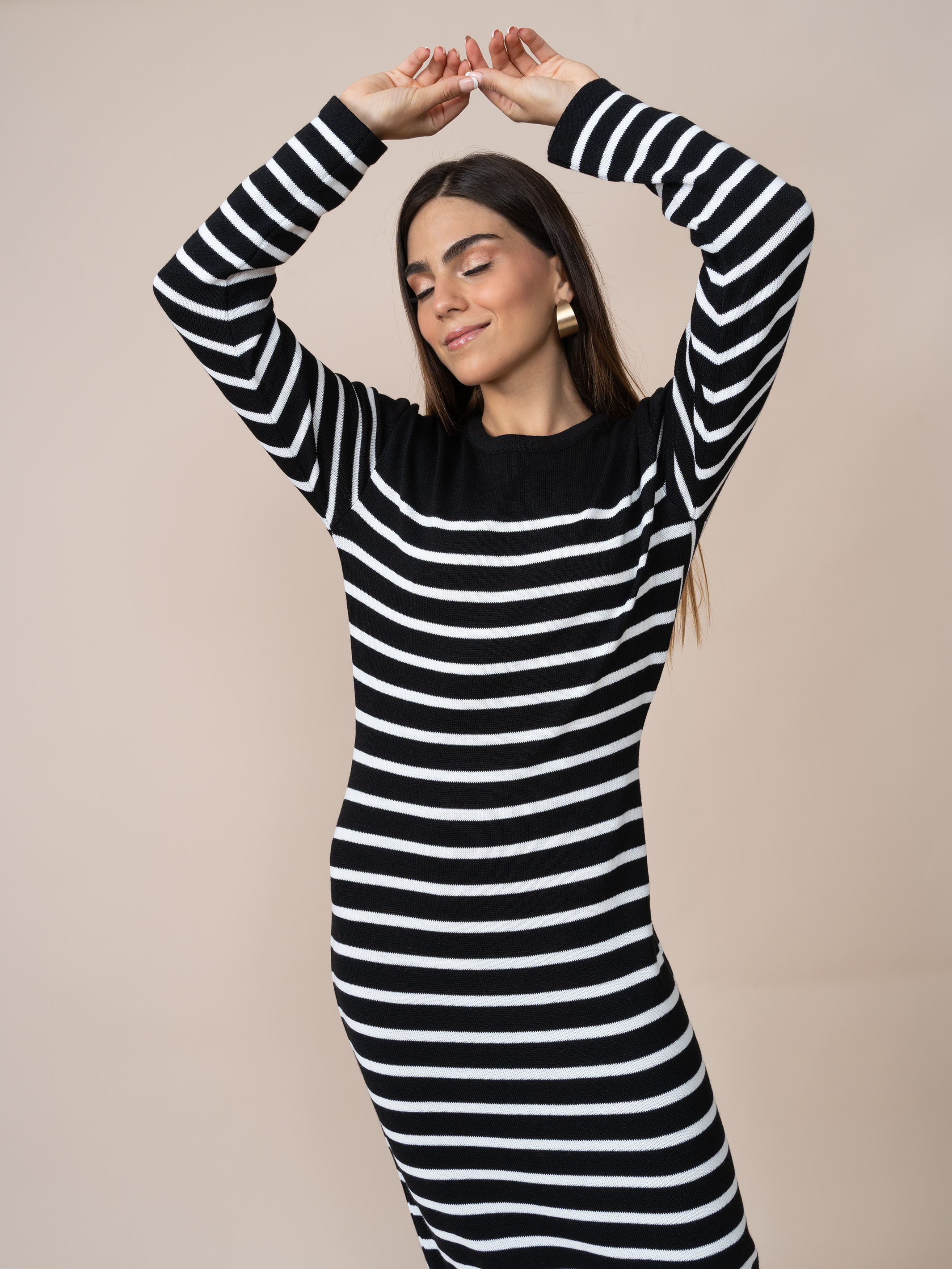 Vestido Tejido Melissa Negro/Blanco