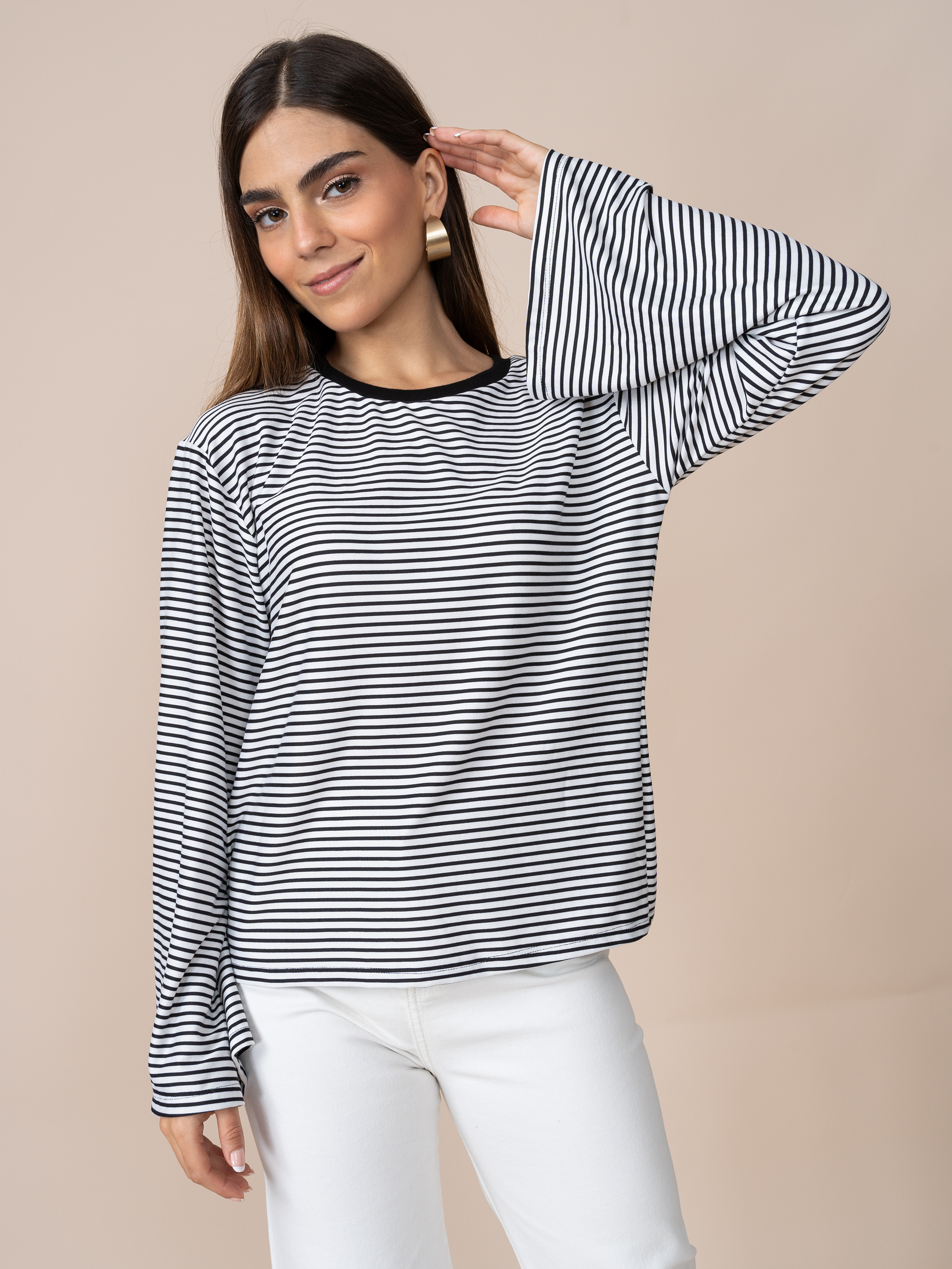 Polo Rayas Crema