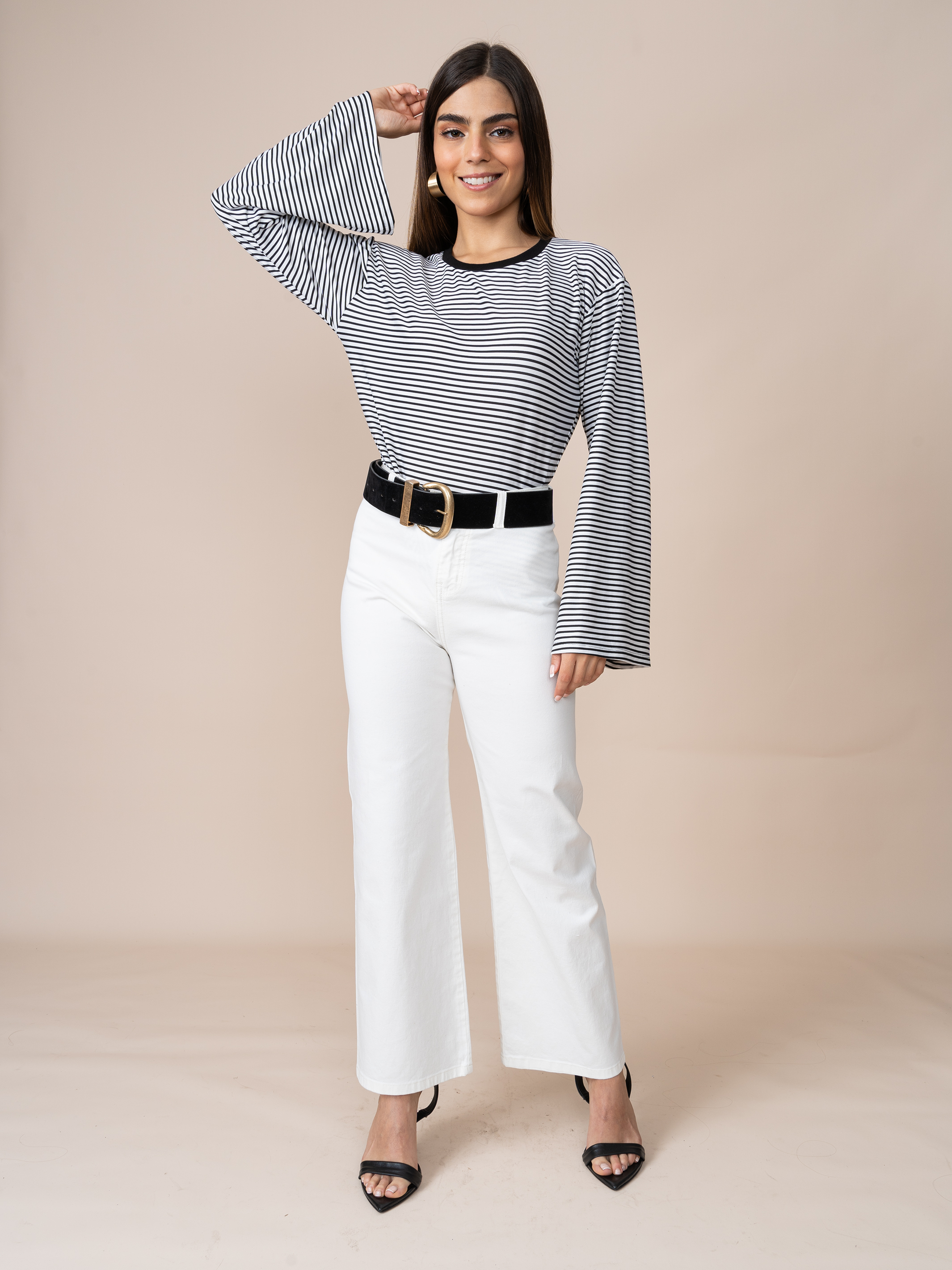 Polo Rayas Crema