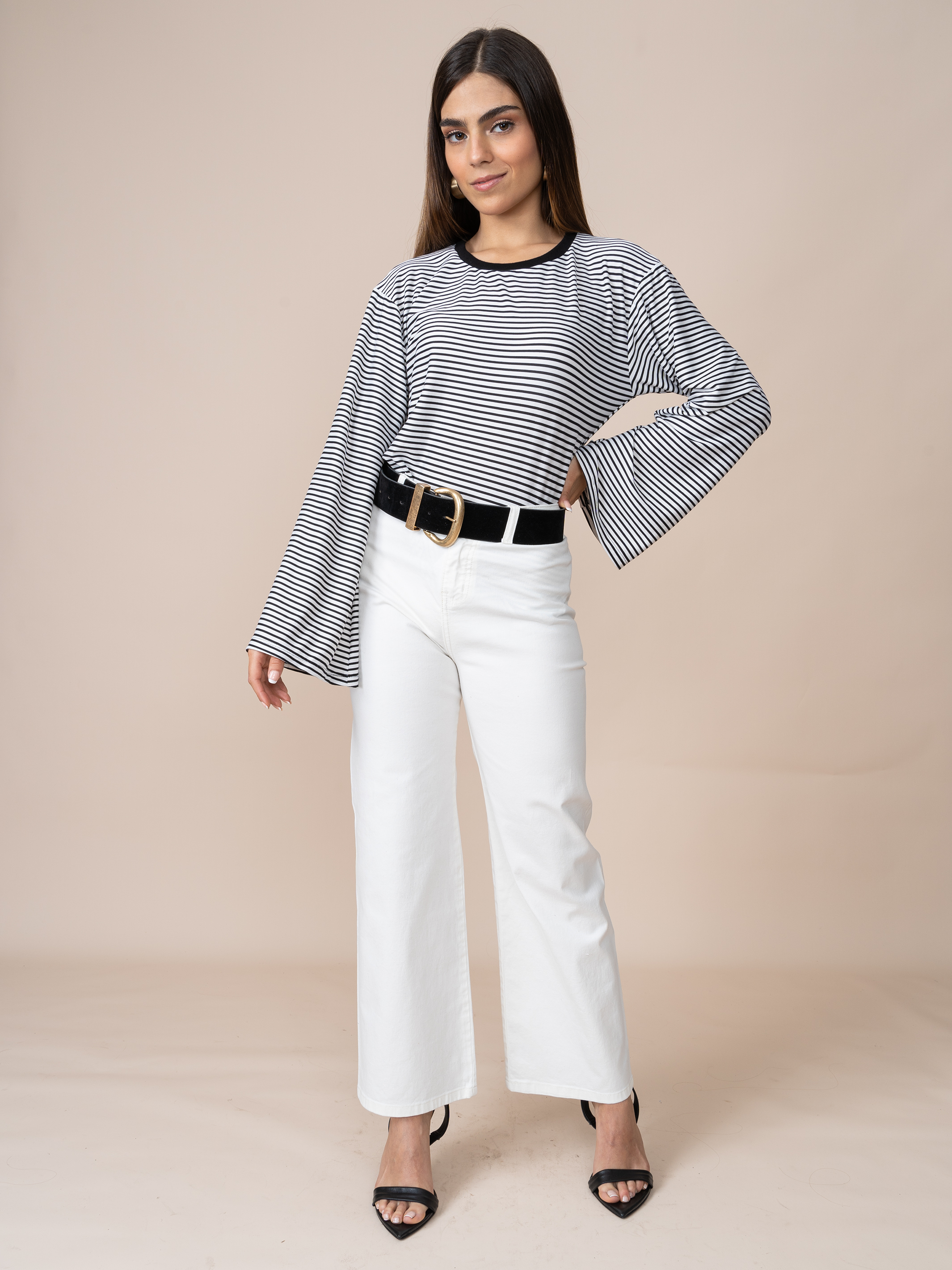 Polo Rayas Crema