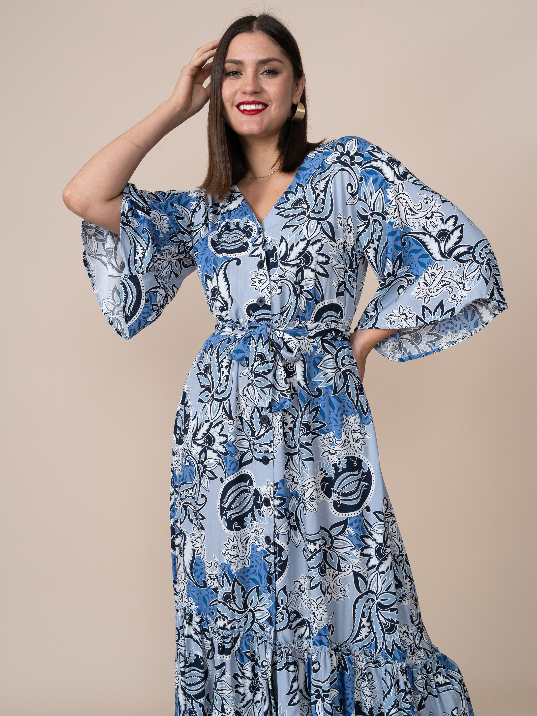 Vestido Mónica Estampado Azul