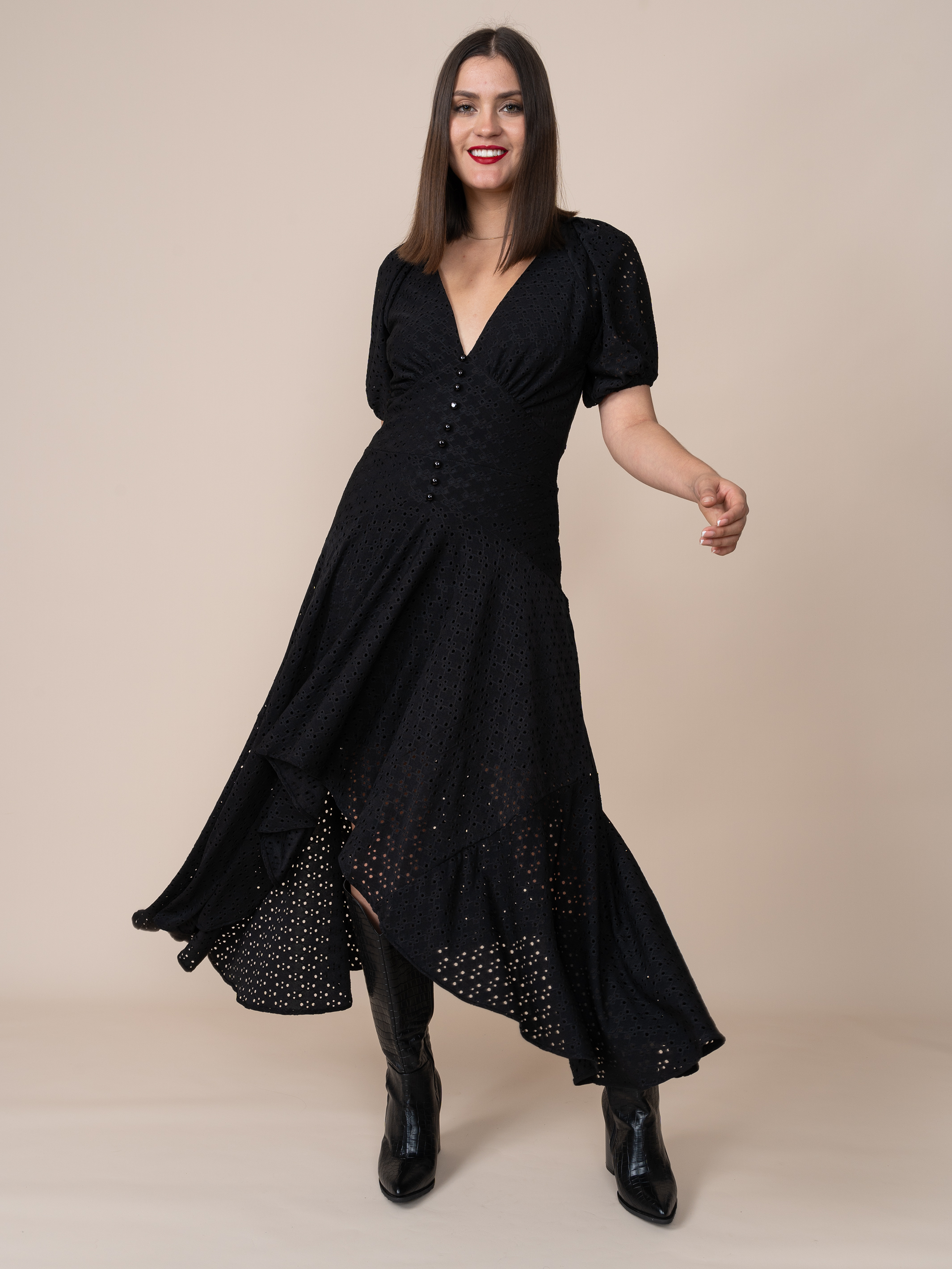 Vestido de Broderie Gloria Negro