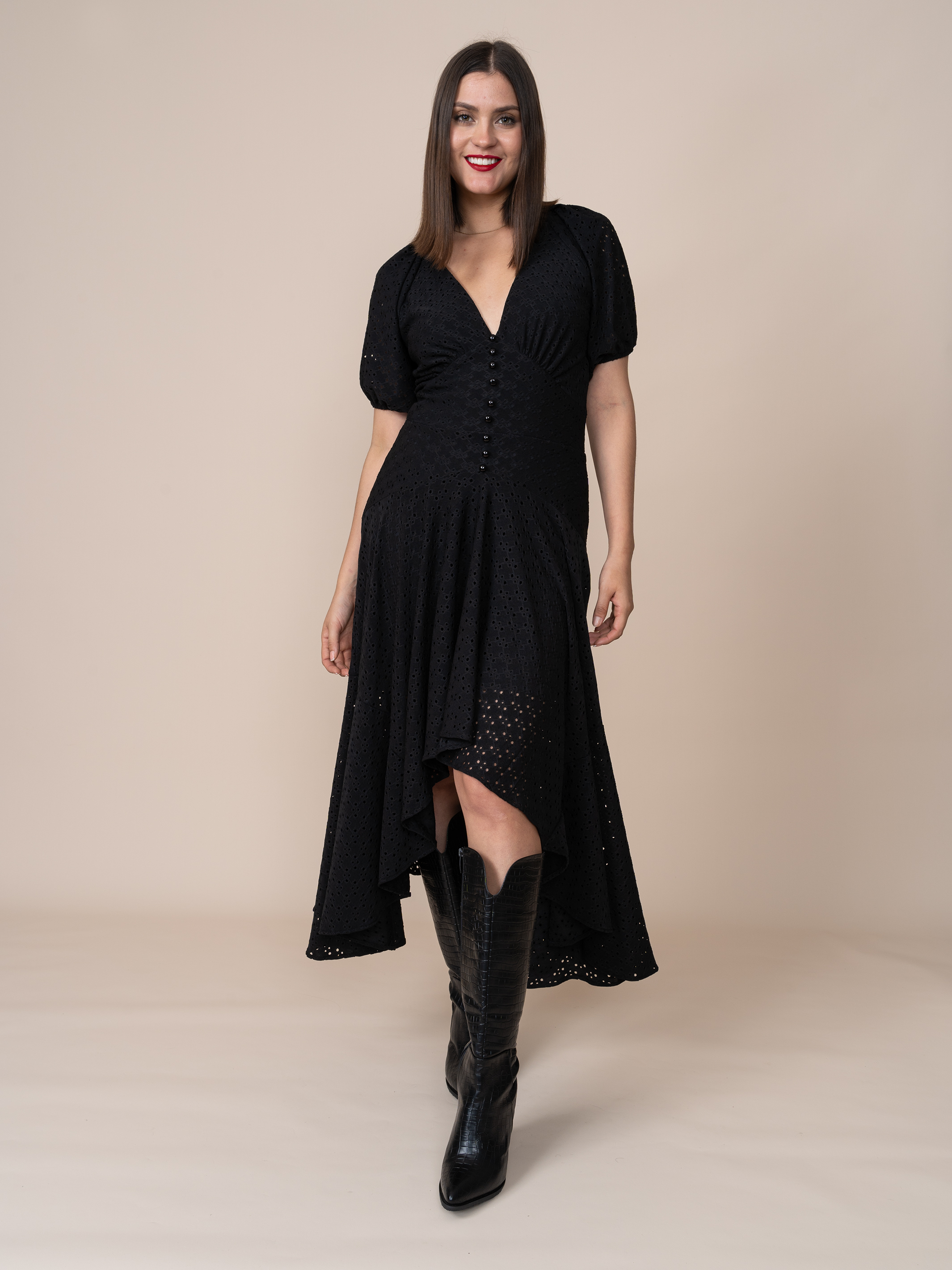 Vestido de Broderie Gloria Negro