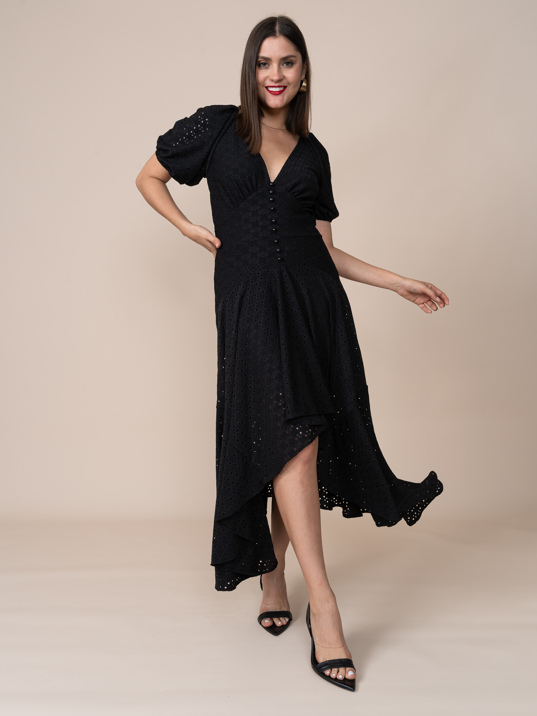 Vestido de Broderie Gloria Negro