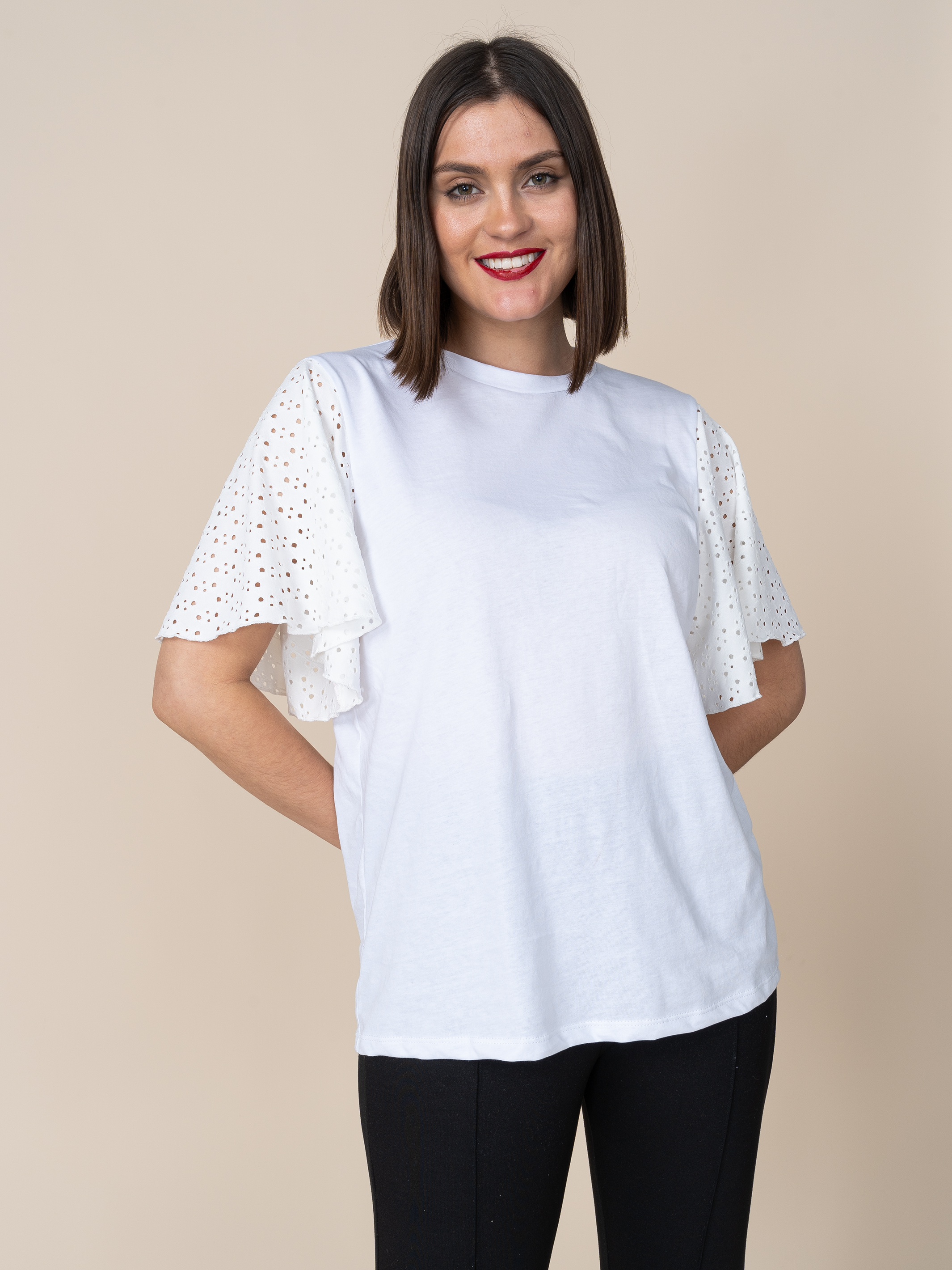 Polo Alegra Manga Broderie Blanco