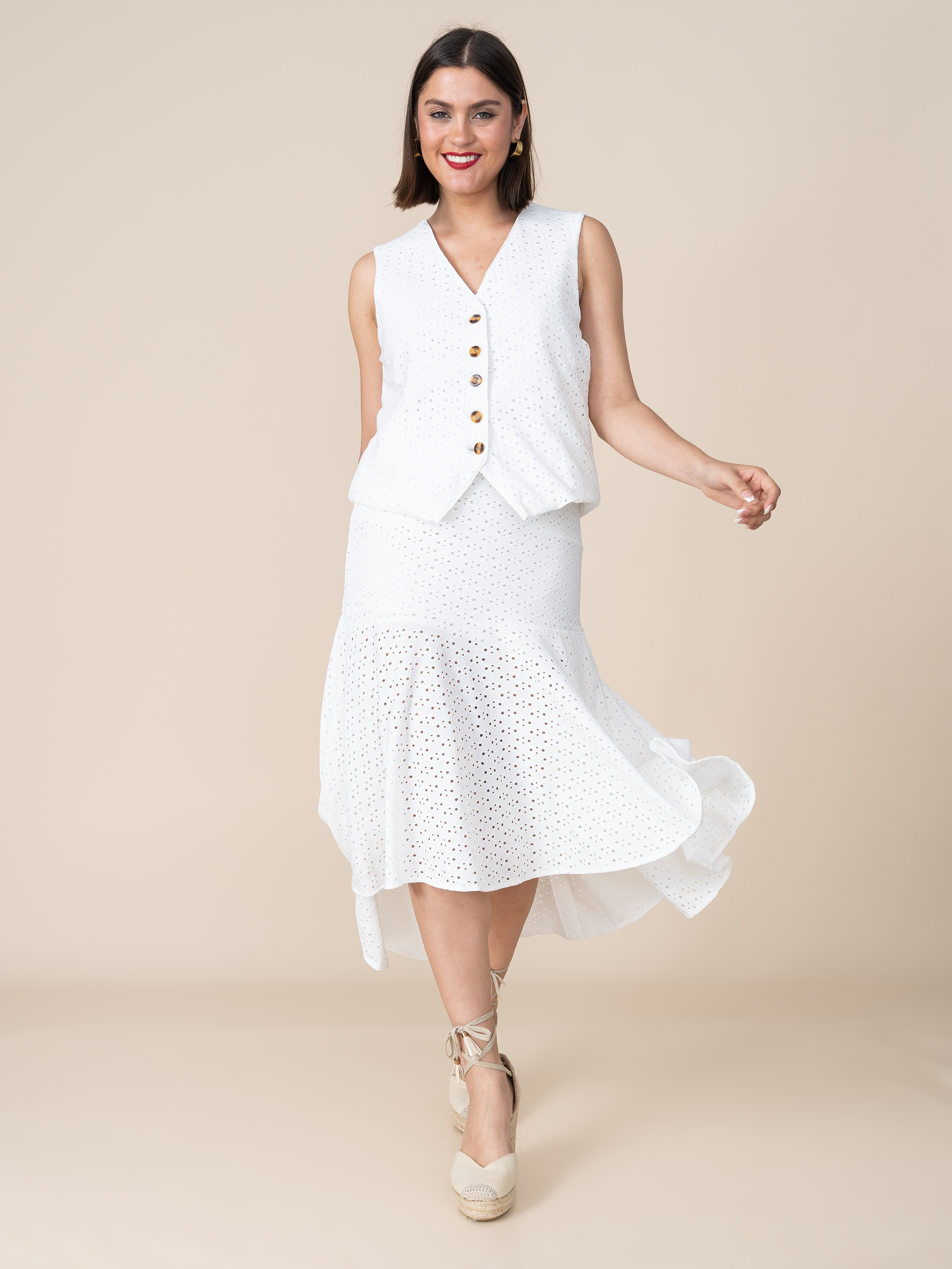 Falda de Broderie Ana Blanco