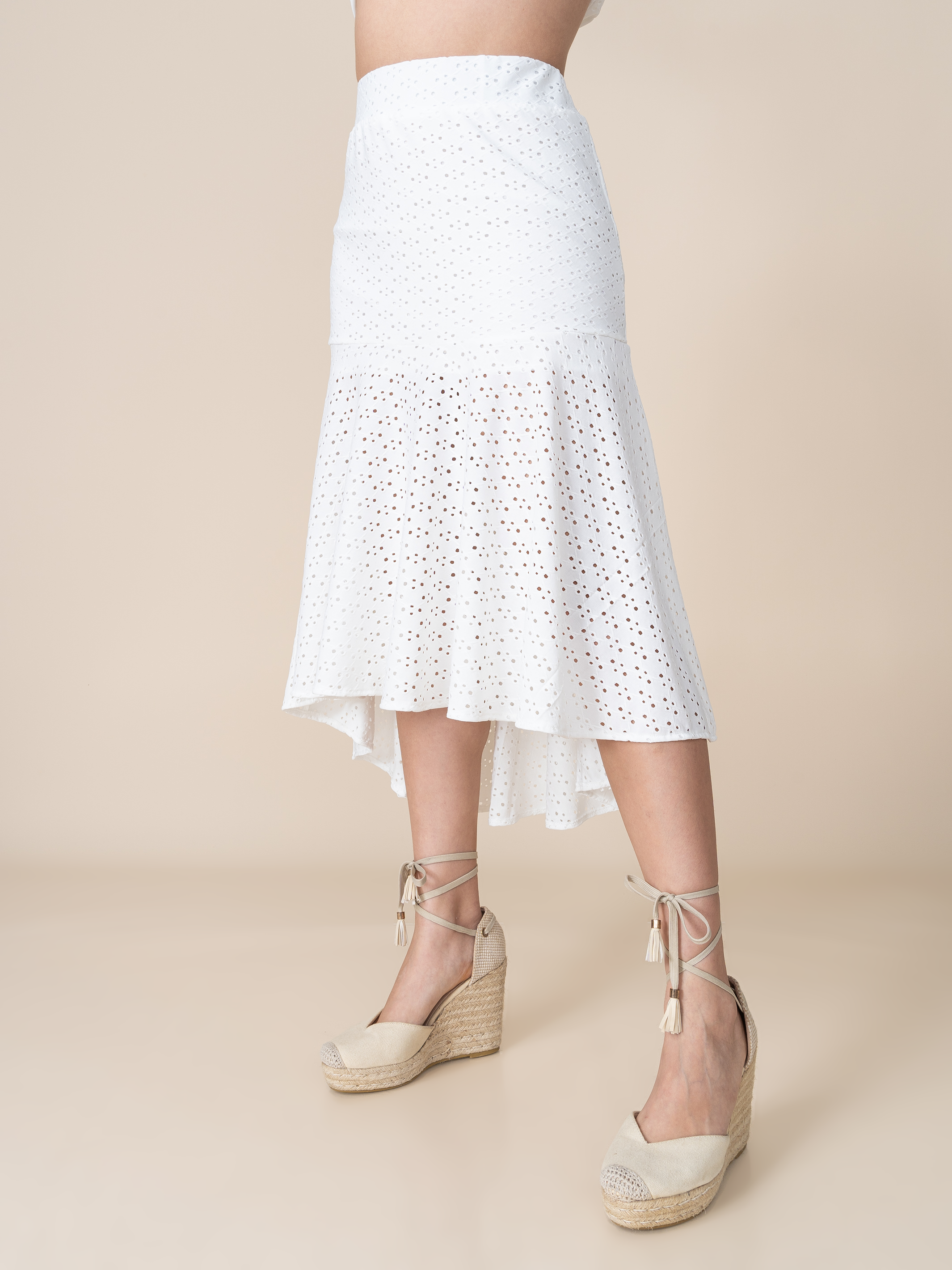 Falda de Broderie Ana Blanco