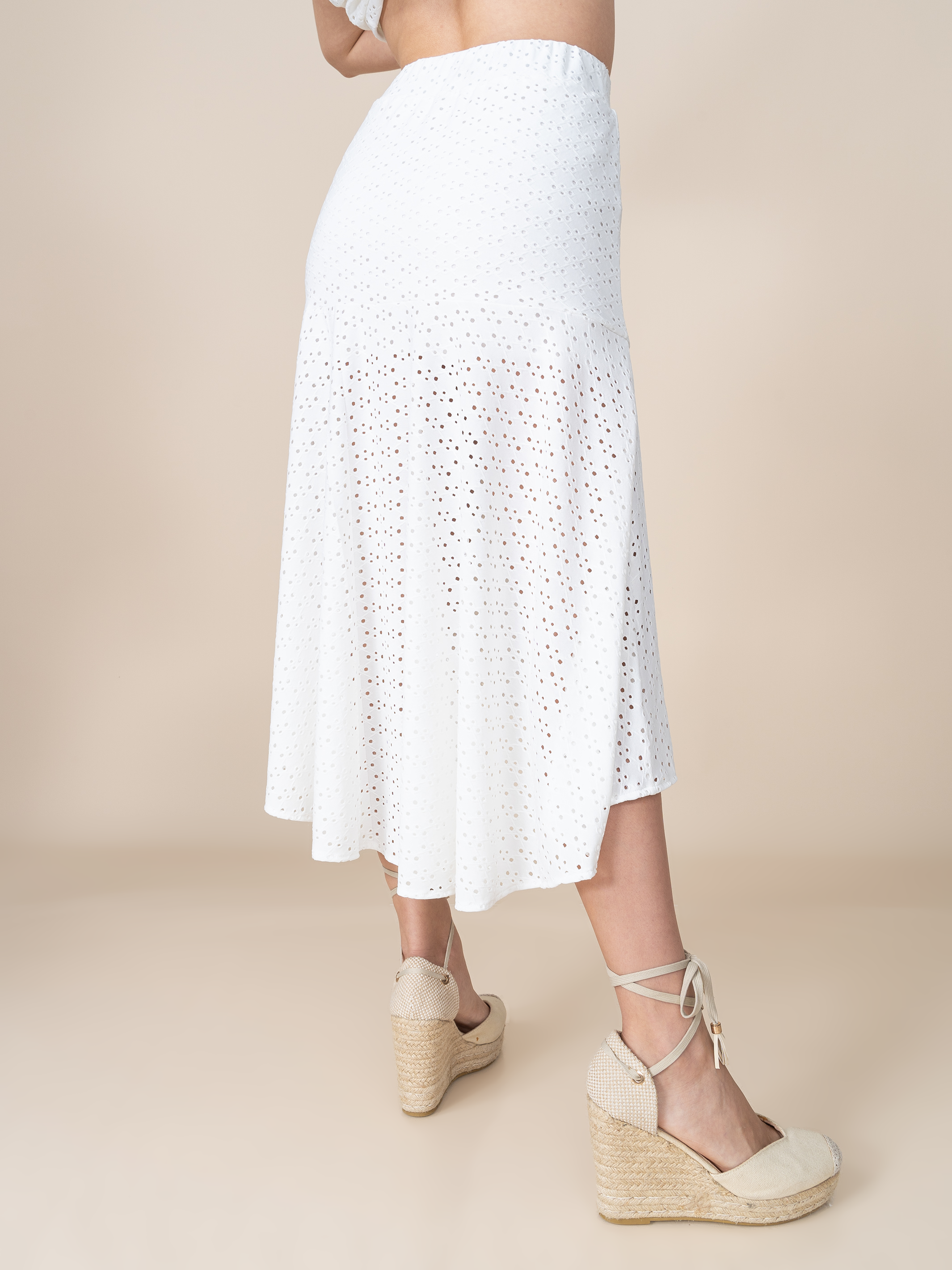 Falda de Broderie Ana Blanco
