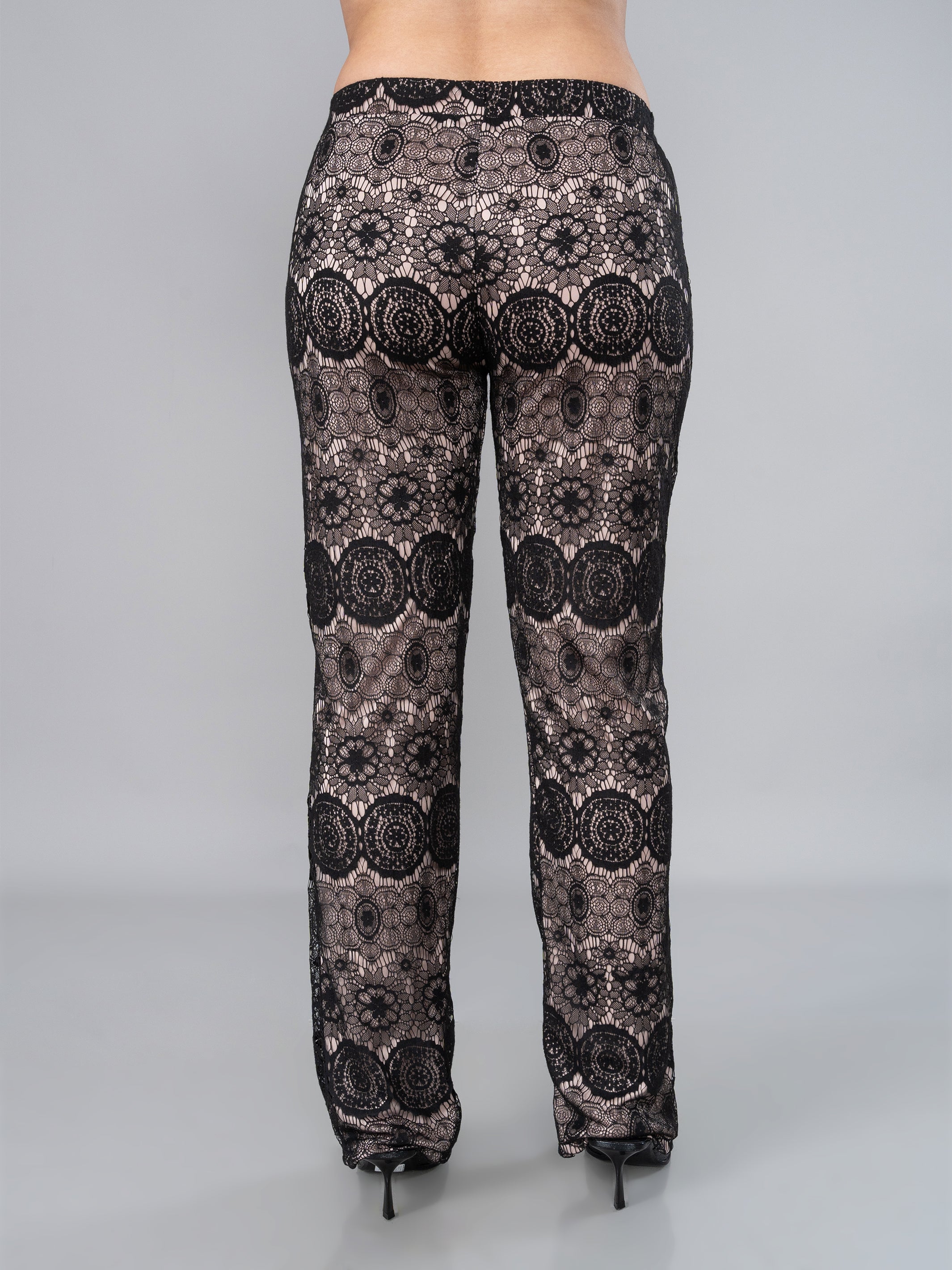 PANTALÓN DE MUJER DE ENCAJE CON FORRO