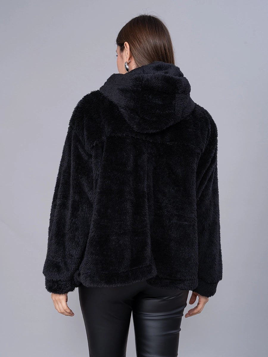 Abrigo de Peluche Negro - ABRIGO de La Matier