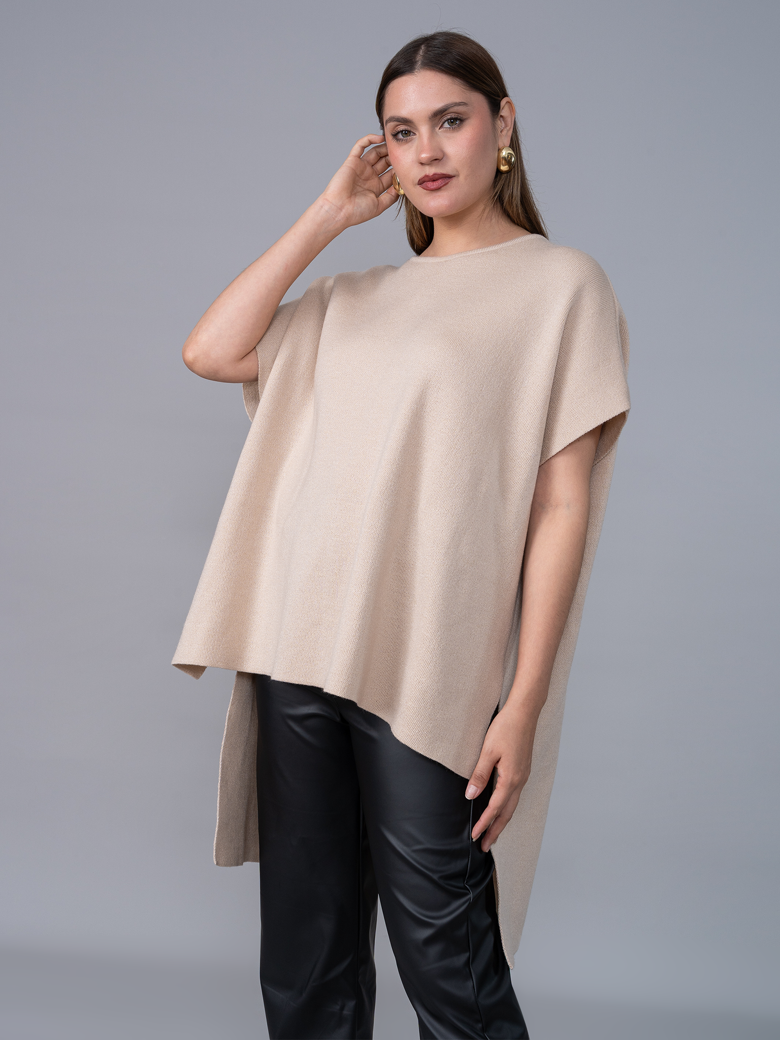 Poncho Tejido Lily Beige 2.0