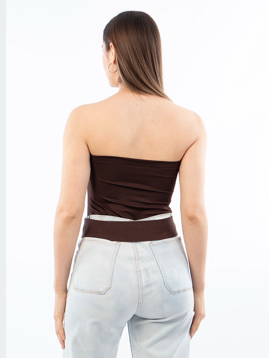 Top Strapless Marrón