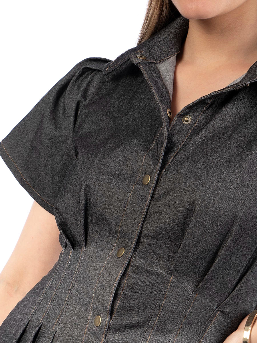 Vestido Corto Chambray Negro