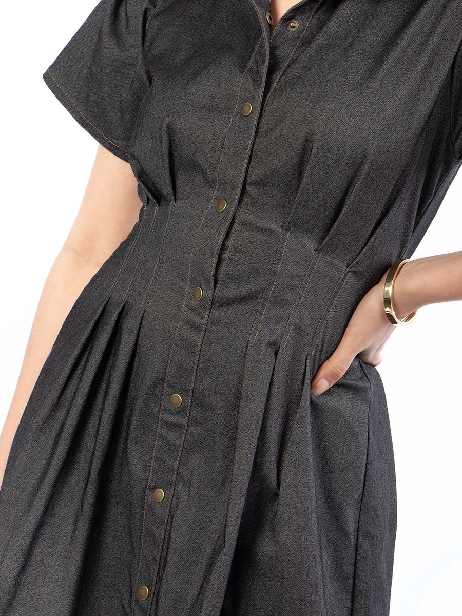 Vestido Corto Chambray Negro