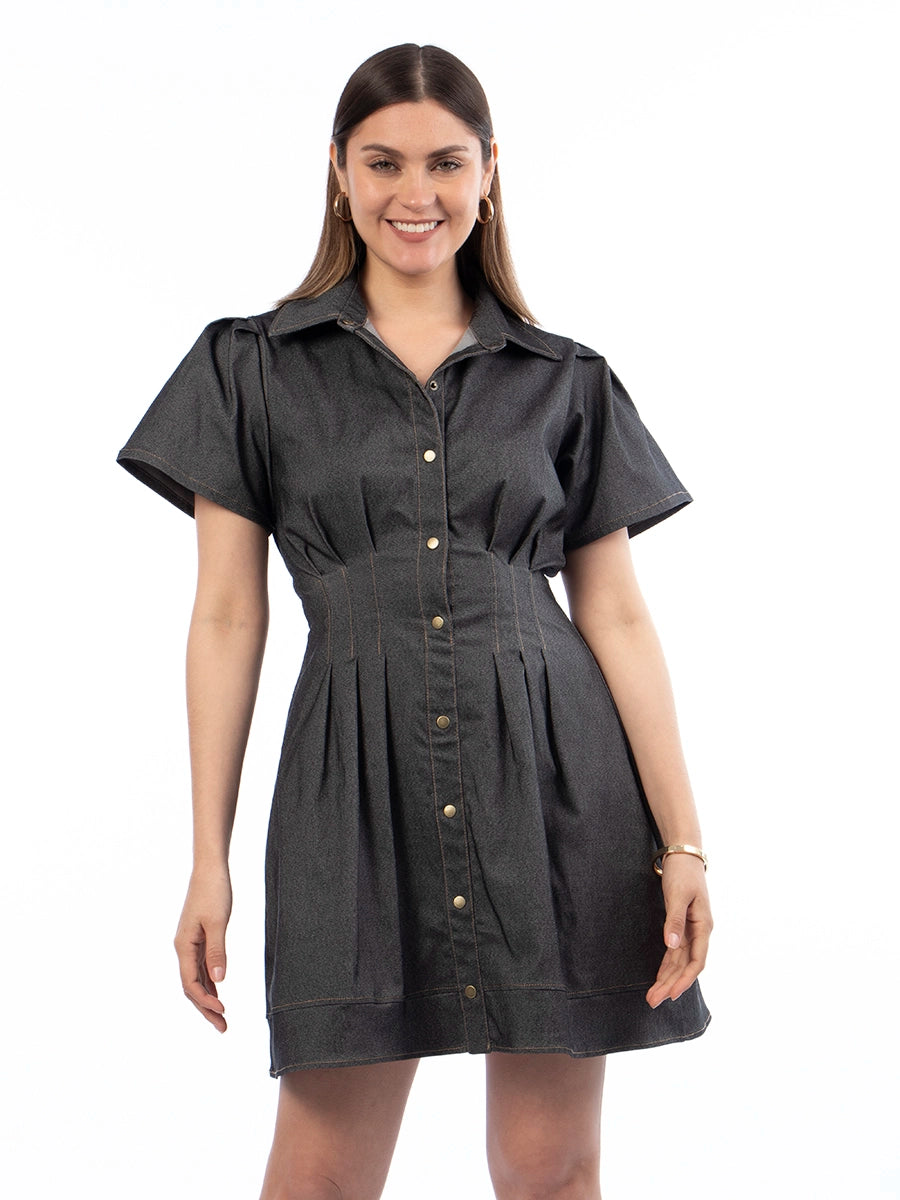 Vestido Corto Chambray Negro