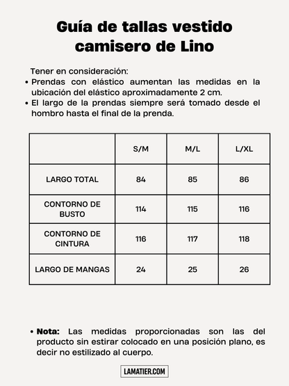 Vestido Camisero de Lino Rayas Celeste