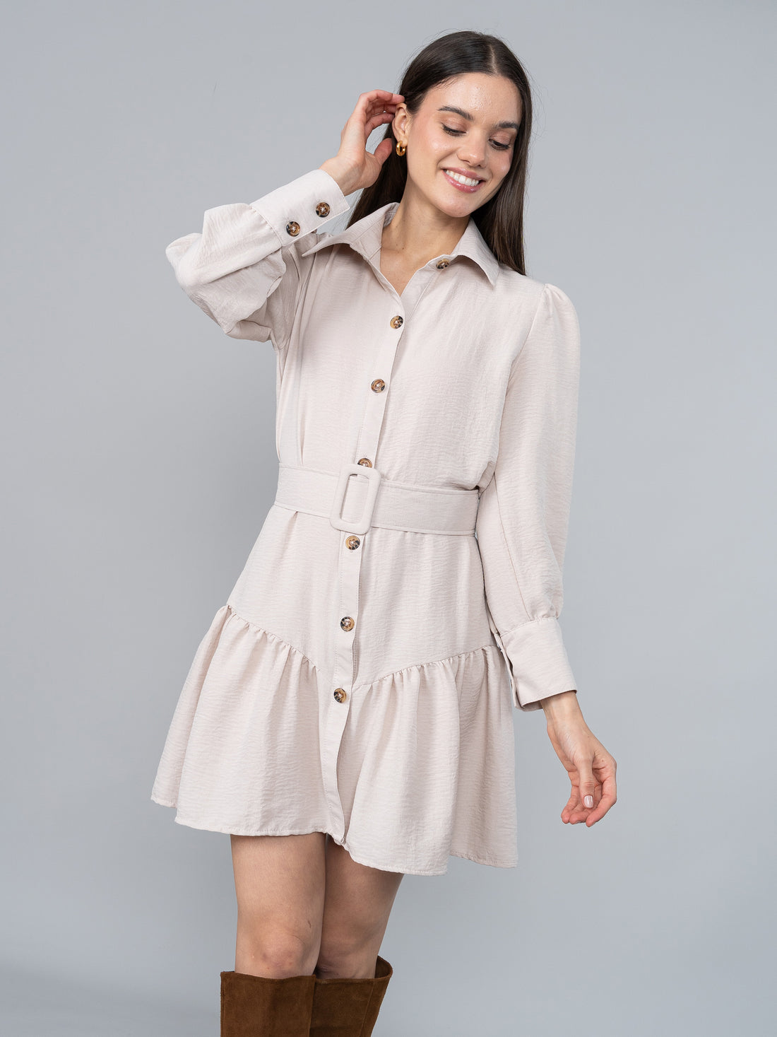 Vestido Alba 2.0 Beige en Chalis