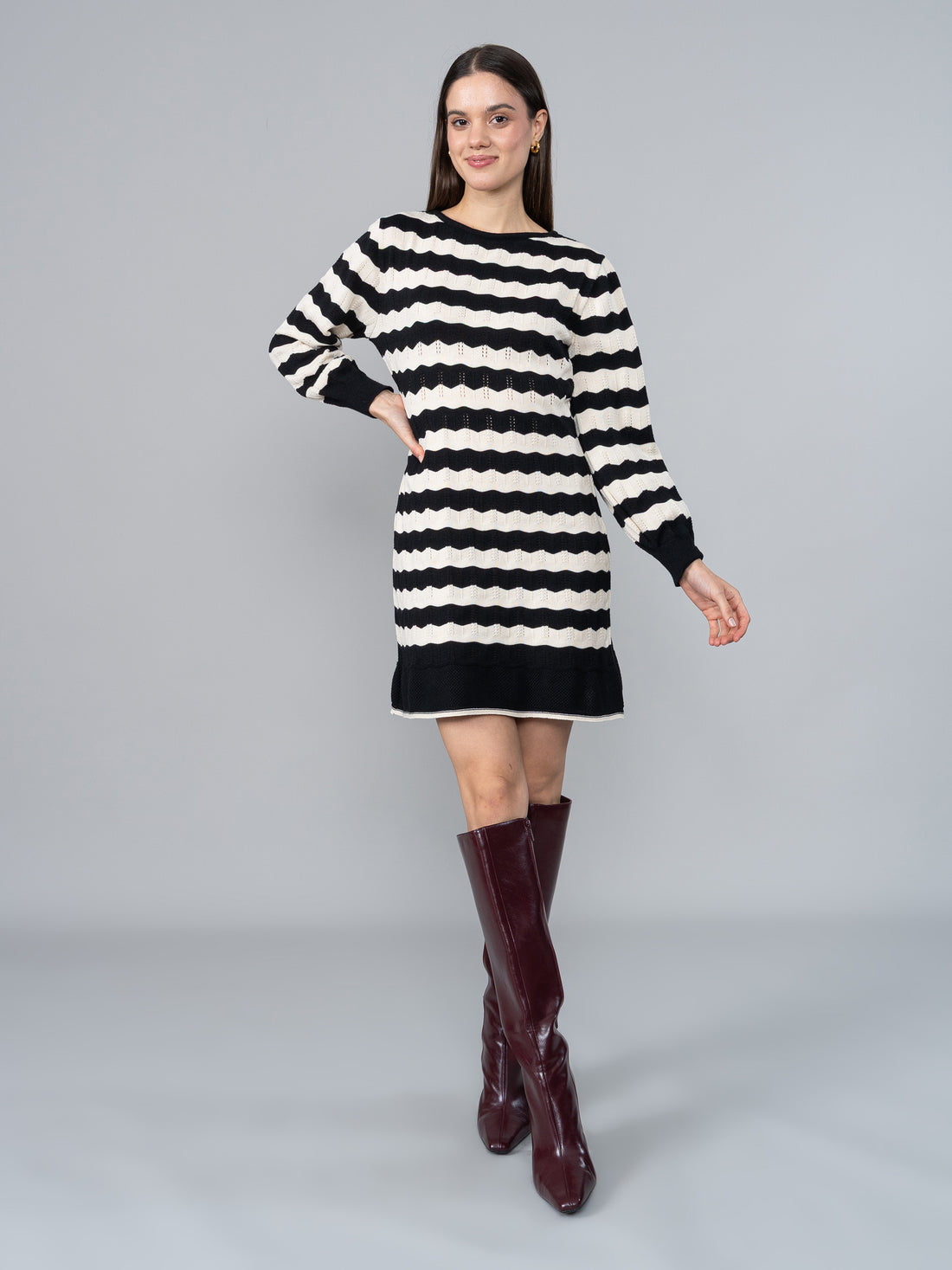 Vestido Tejido Naty Negro/Crema
