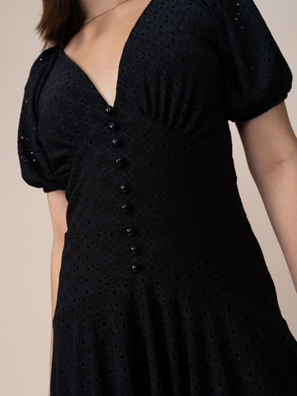 Vestido de Broderie Gloria Negro