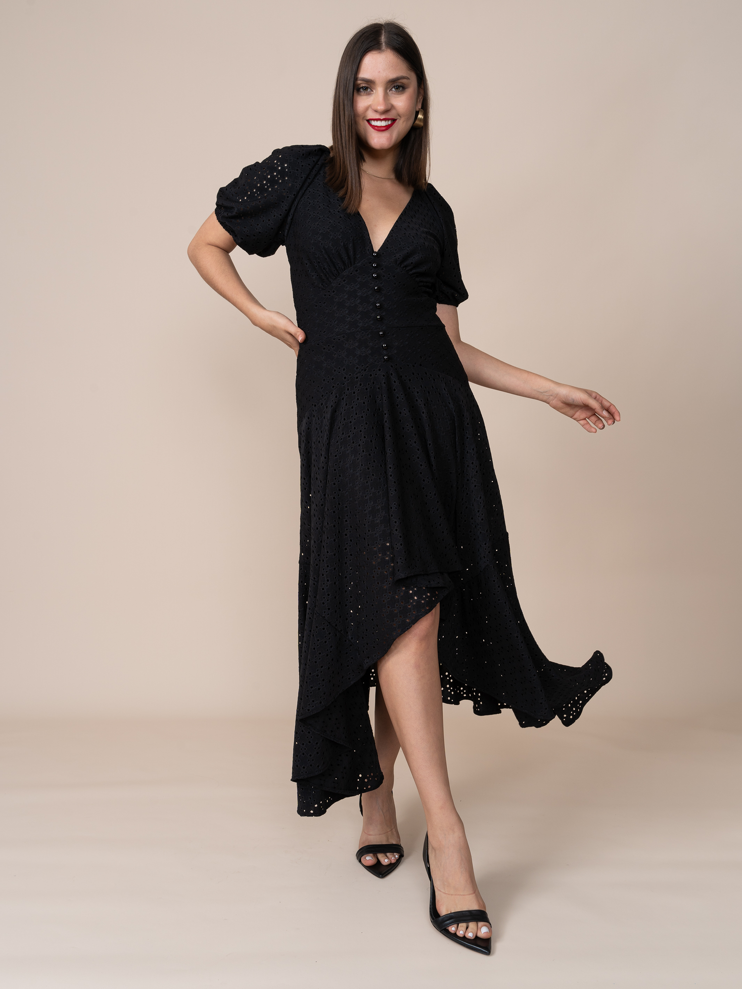 Vestido de Broderie Gloria Negro