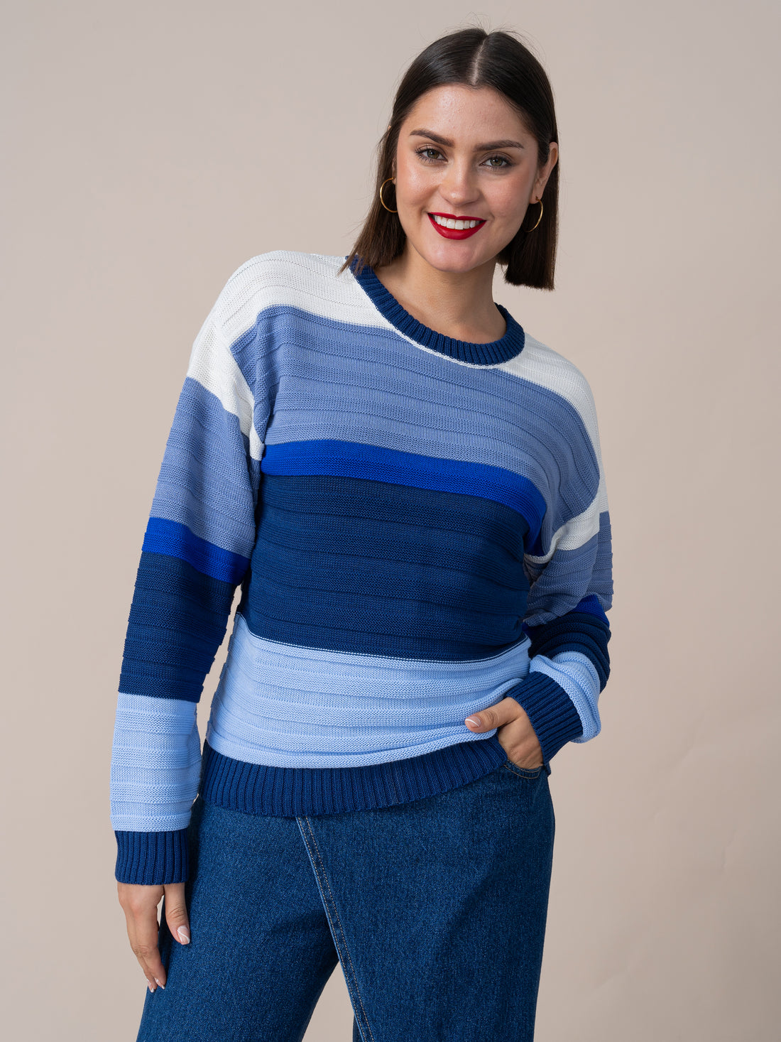 Chompa Tejida Rayas Azul