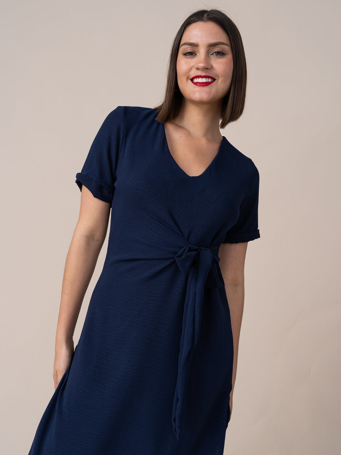 Vestido Karla Cuello V Azul