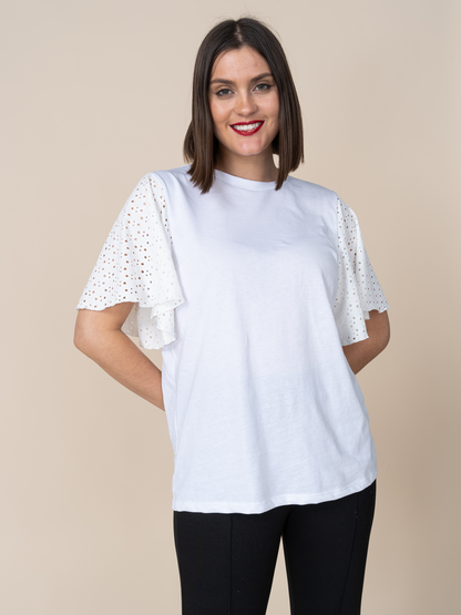 Polo Alegra Manga Broderie Blanco