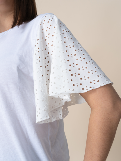 Polo Alegra Manga Broderie Blanco