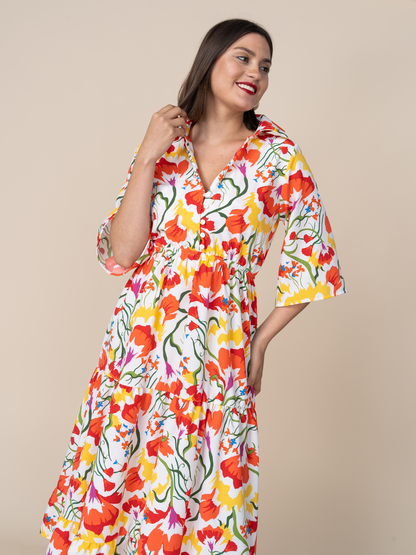 Vestido Tina Estampado Naranja