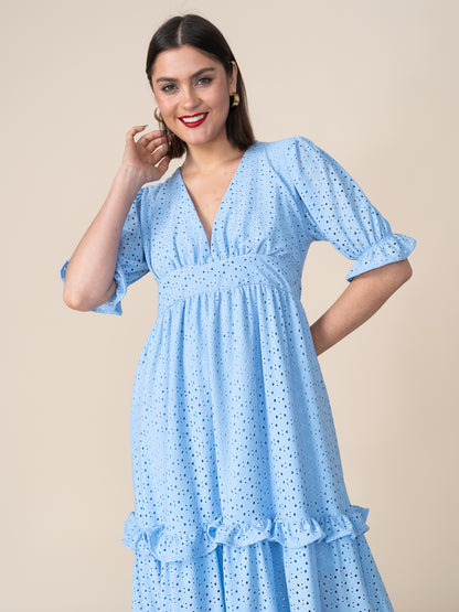 Vestido de Broderie 125 Celeste