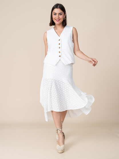 Falda de Broderie Ana Blanco