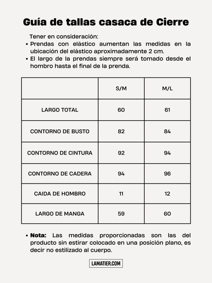 Casaca de Cierre Chocolate - Casaca de La Matier
