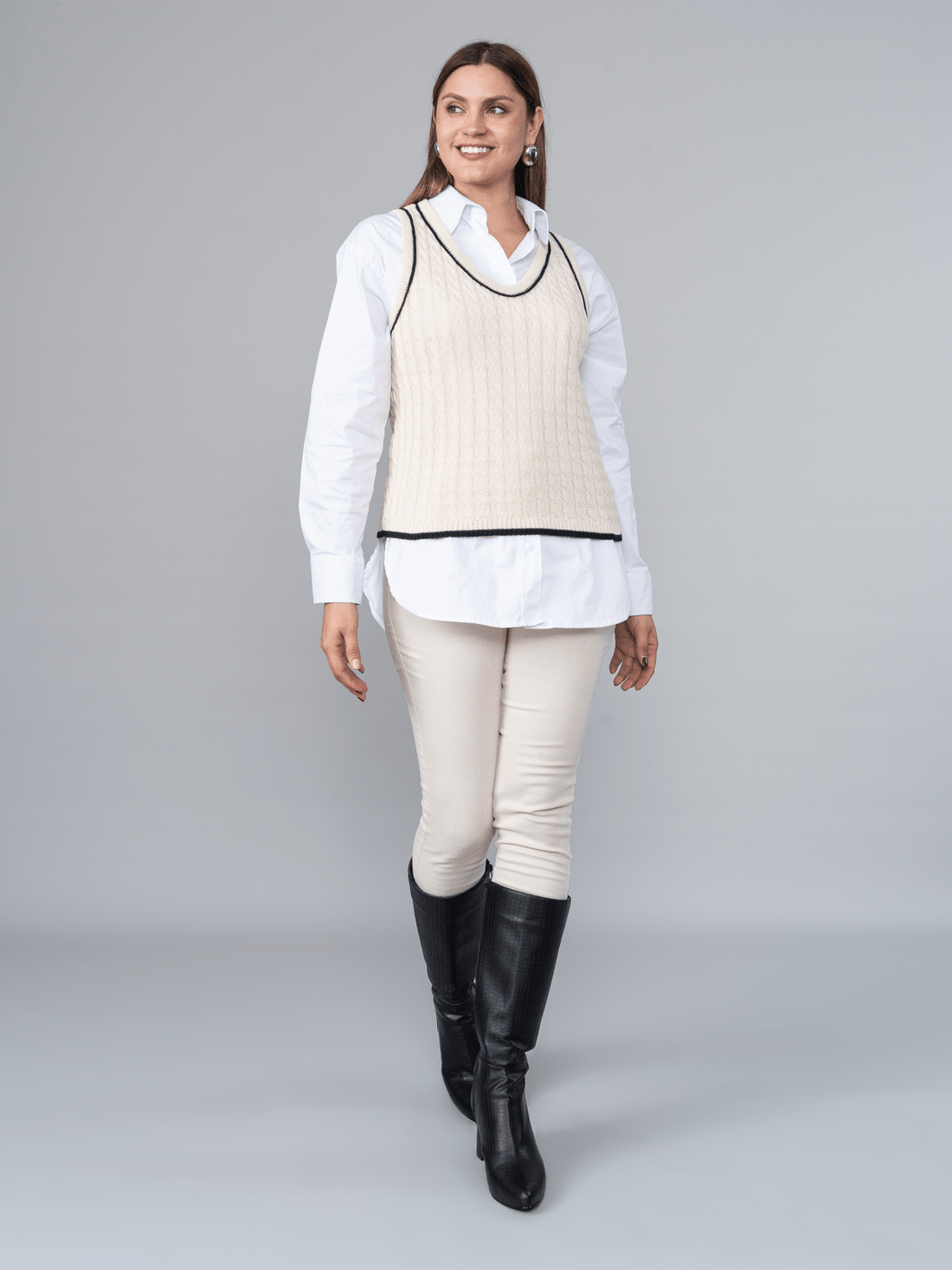 Chaleco Micaela Tejido Beige - CHALECO de La Matier