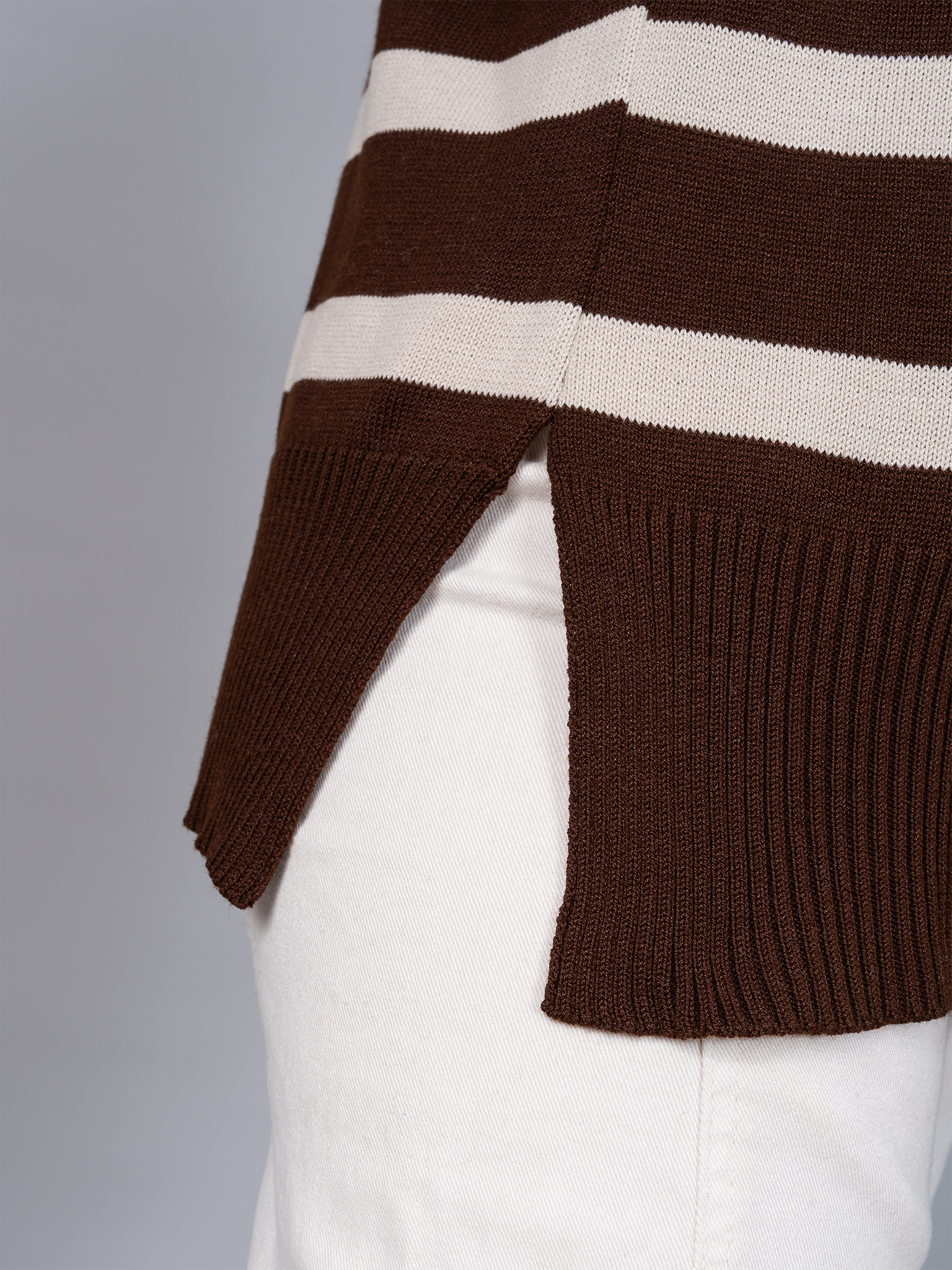 Chompa Tejida Ivette Rayas Marron/Beige
