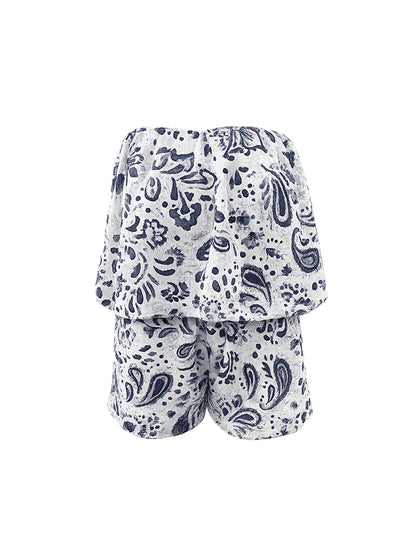 Enterizo Strapless Estampado Azul