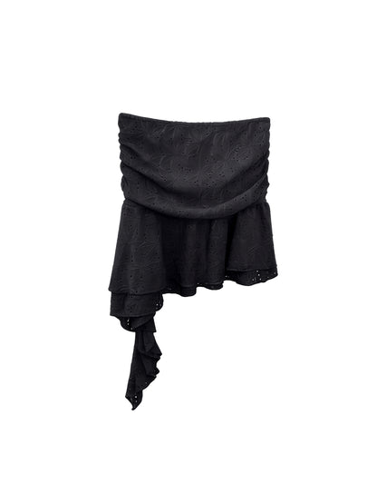 Falda Corta Broderie Negra