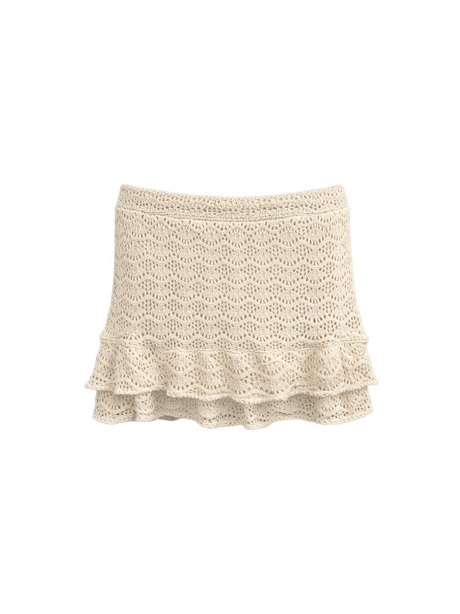 Falda corta Tejida Crema