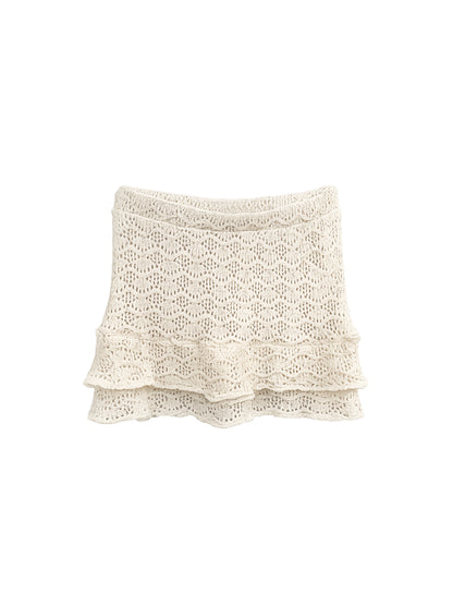 Falda corta Tejida Crema