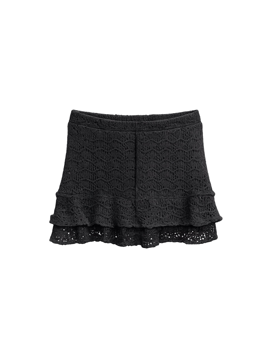 Falda Corta Tejida Negro