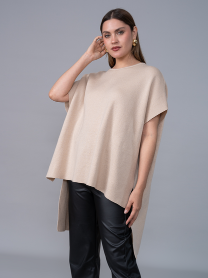 Poncho Tejido Lily Beige  2.0