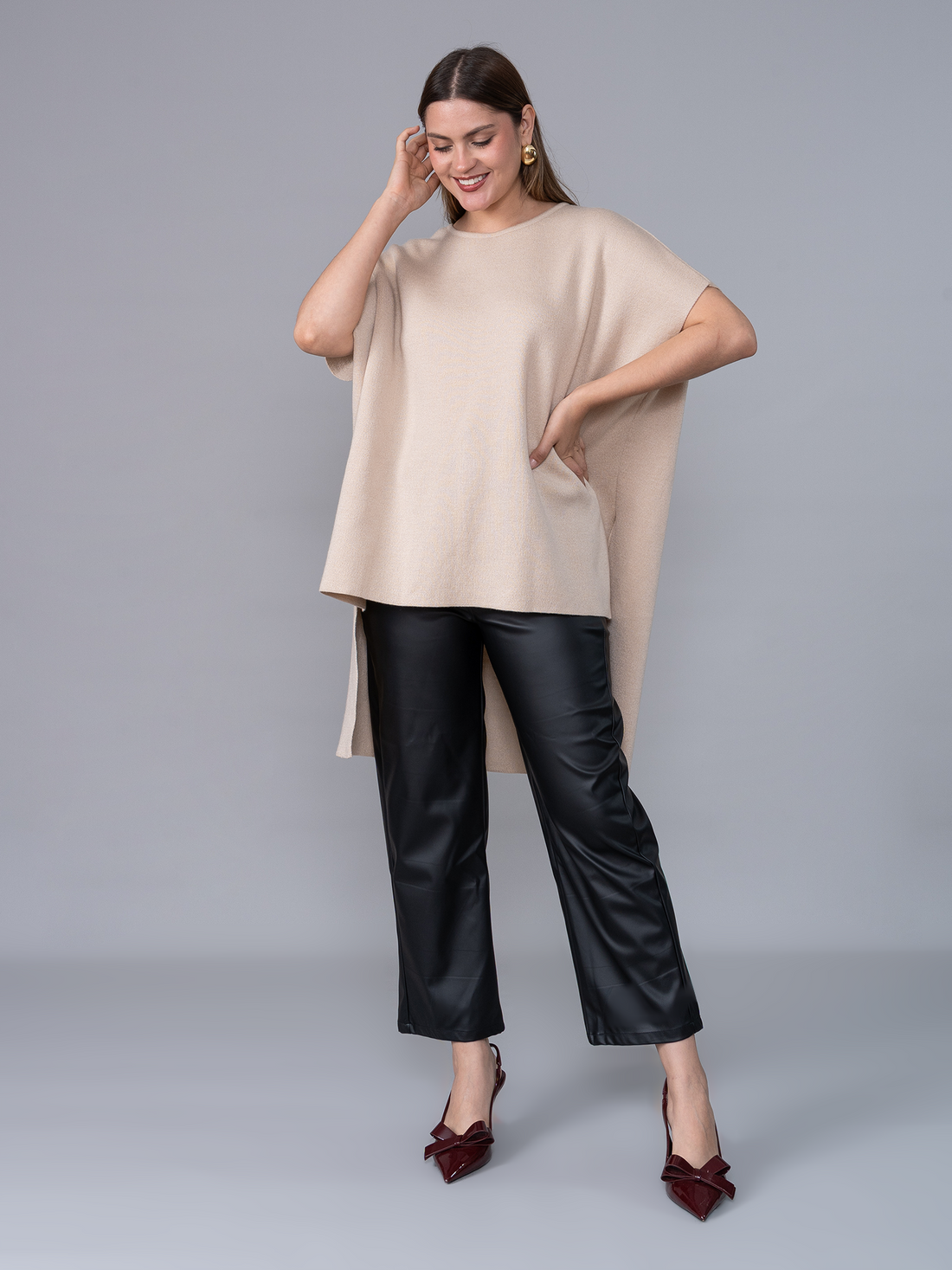 Poncho Tejido Lily Beige  2.0