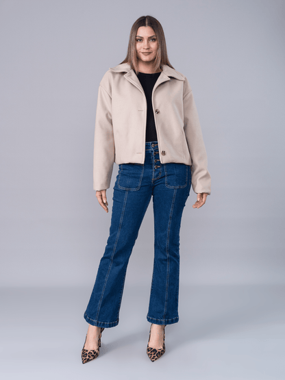 Saco Paño Corto Romina Beige - SACO de La Matier