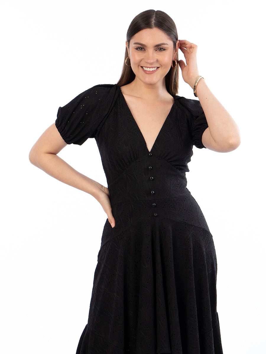 Vestido Broderie Alegra Negro