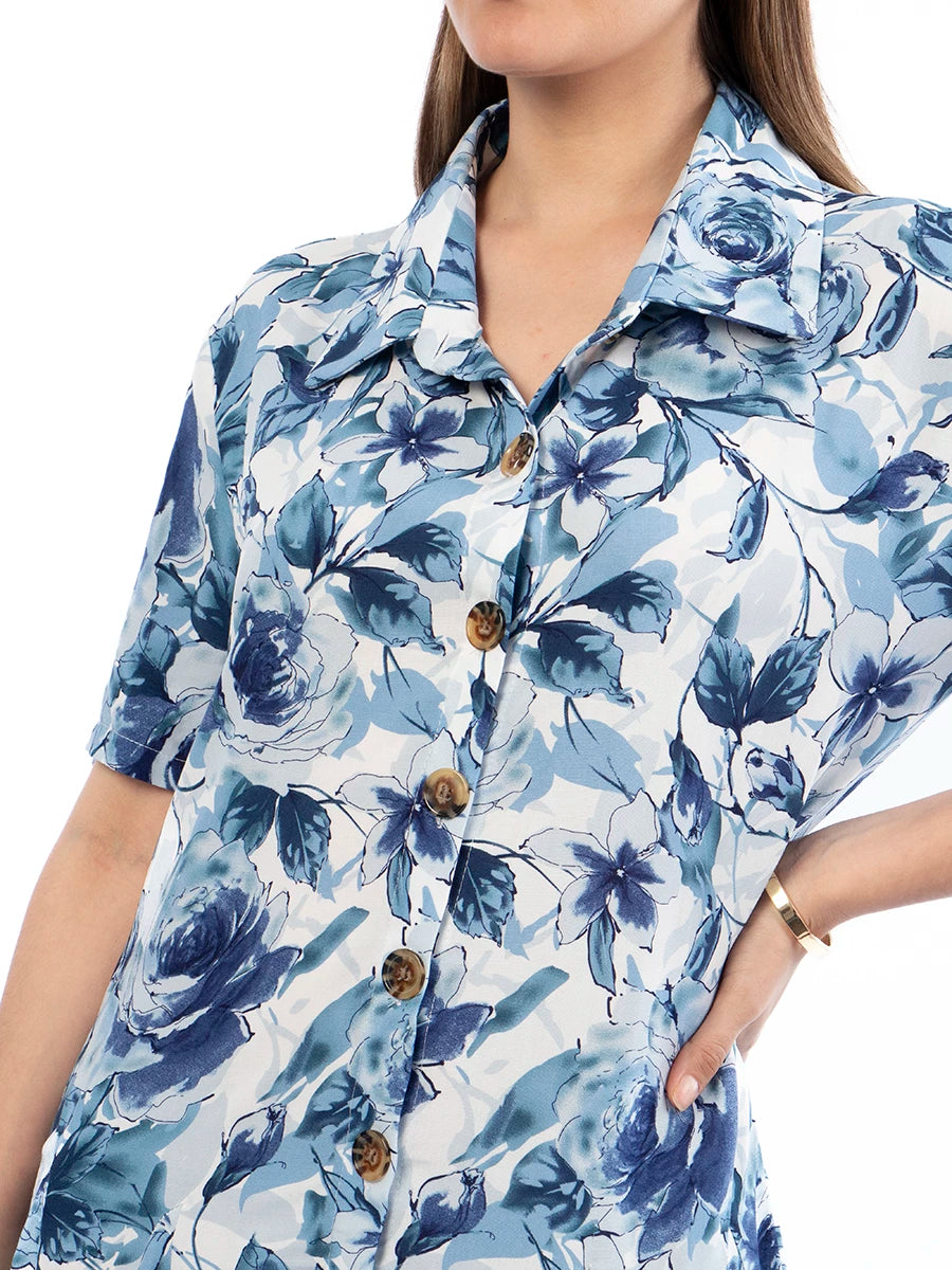 Vestido Aura Estampado Azul