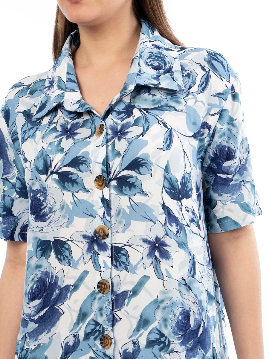 Vestido Aura Estampado Azul