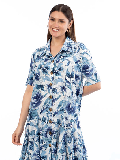 Vestido Aura Estampado Azul