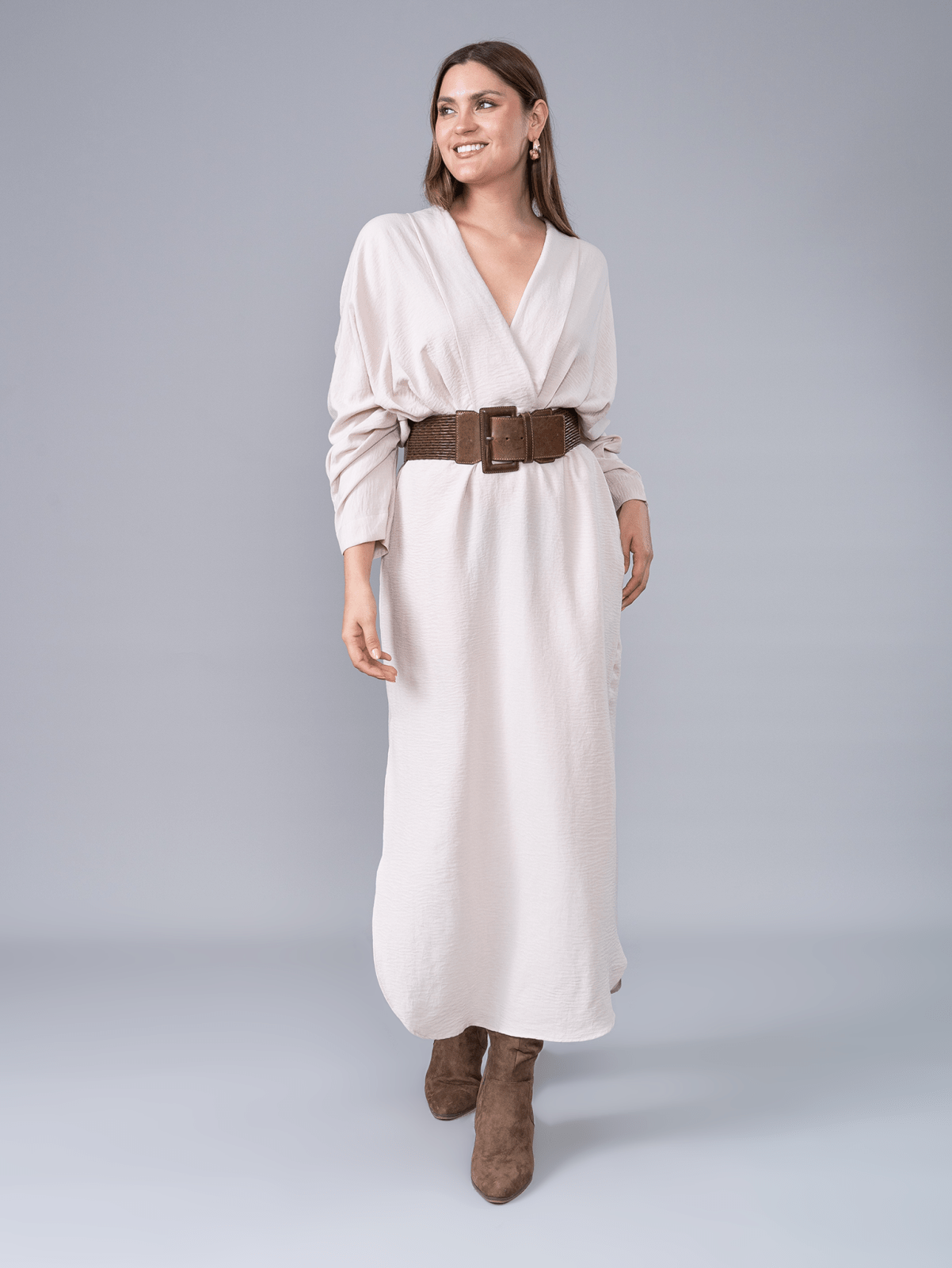 Vestido Largo Delia Beige - Vestido de La Matier