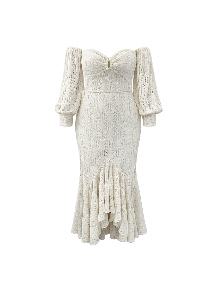 Vestido Tejido Fiore Hueso